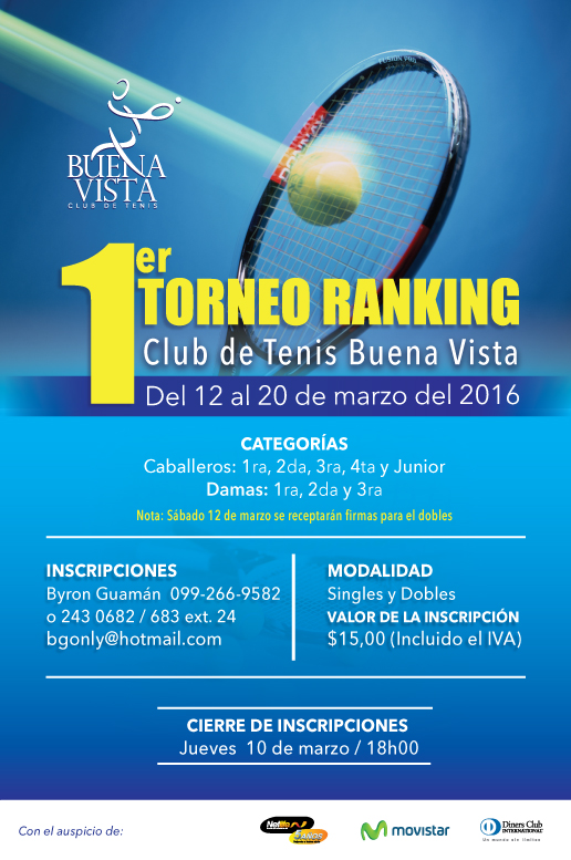 Próximos Eventos I Ranking de Tenis Club de Tenis Buenavista
